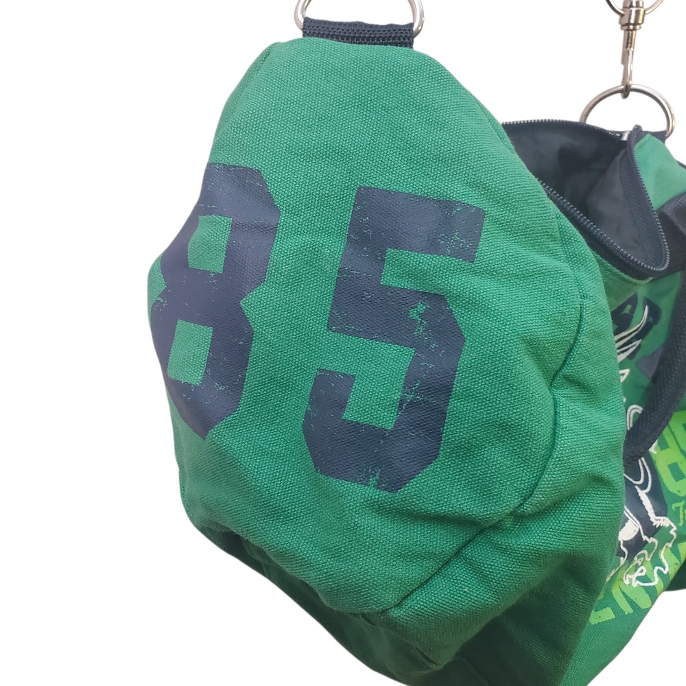 Tommy Hilfiger Denim Green Canvas Duffle Bag Griffin Crest 1985 Gym Travel Zip - Picture 9 of 14